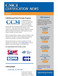 CM Careers CCM Renewal Point Provider Program April 2016