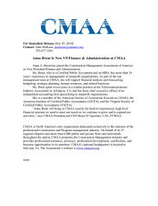 Anna Brent Is New VP/Finance &amp; Administration at CMAA