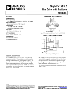 Single Port VDSL2 Line Driver with Shutdown AD8398A