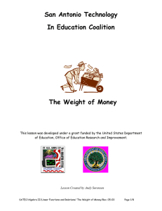 San Antonio Technology In Education Coalition  The Weight of Money