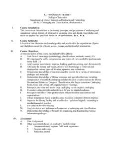 KUTZTOWN UNIVERSITY College of Education Department of Library Science and Instructional Technology