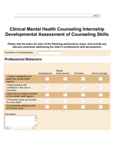 Clinical Mental Health Counseling Internship Developmental Assessment of Counseling Skills