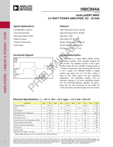 HMC994A IP GaAs pHEMT MMIC 0.5 WATT POWER AMPLIFIER, DC - 30 GHz
