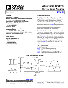 Bidirectional, Zero Drift, Current Sense Amplifier AD8418 Data Sheet