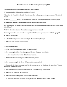 World Government Final Exam Study Guide Spring 2015