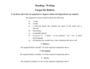 Reading / Writing Target Six Rubric: