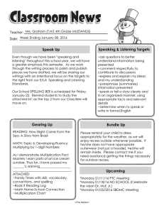 Classroom News Speaking &amp; Listening Targets Speak Up Teacher: