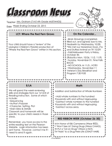 Classroom News LCT: Where the Red Fern Grows On the Calendar... Teacher: