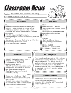 4th Grade Classroom News: Oct 9, 2015