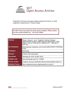 Cognitive training changes hippocampal function in mild Please share