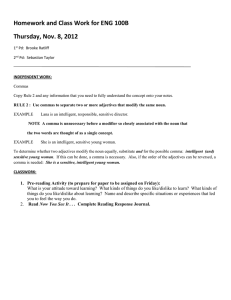 Homework and Class Work for ENG 100B Thursday, Nov. 8, 2012