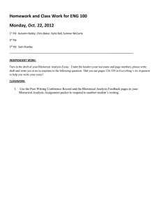 Homework and Class Work for ENG 100 Monday, Oct. 22, 2012