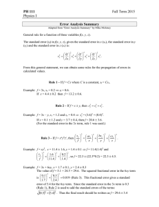 PH 111 Error Analysis Summary Fall Term 2015 Physics I