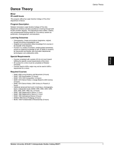 Dance Theory Minor 29 credit hours Program Description