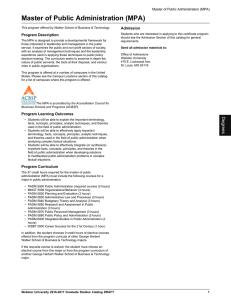 Master of Public Administration (MPA) Admission Program Description