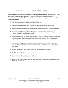 Commas Practice Worksheet for High School English