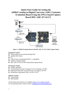 Quick Start Guide for testing the AD9643 Analog-to-Digital Converter (ADC) Customer