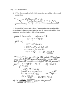 Physics Assignment 1: Kinematics Problems & Solutions