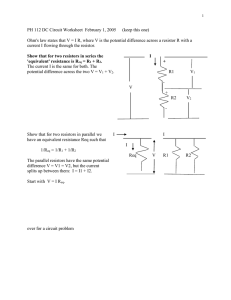 DC Circuit Worksheet: Ohm's Law & Resistors