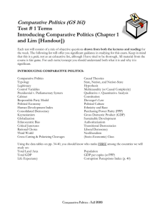 Comparative Politics (GS 161) Test # 1 Terms and Lim [Handout])
