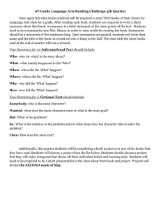 6 Grade Language Arts Reading Challenge-4th Quarter