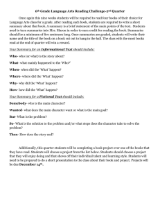 6 Grade Language Arts Reading Challenge-2 Quarter