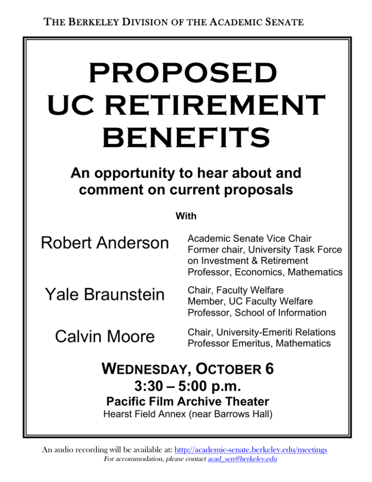 PROPOSED UC RETIREMENT BENEFITS