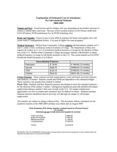 Explanation of Estimated Cost of Attendance For International Students 2008-2009