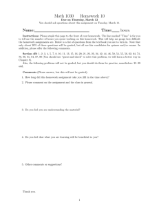 Math 1030 Homework 10 Name: Time: