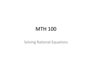 MTH 100 Solving Rational Equations
