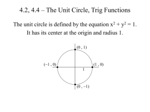 4.2, 4.4 – The Unit Circle, Trig Functions + y = 1.