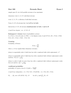 Stat 330 Formula Sheet Exam I