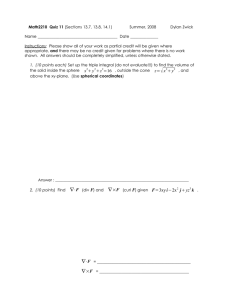 Math2210  Quiz 11 Name ________________________________________  Date ______________