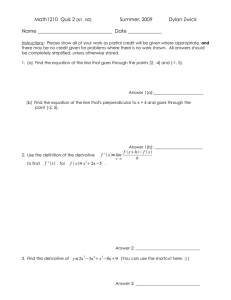 Math1210  Quiz 2 Name _______________________________  Date ______________