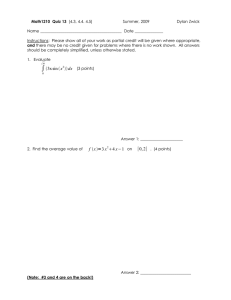 Math1210  Quiz 13 Name ________________________________________  Date ______________
