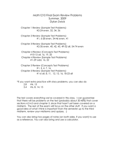 Math1210 Final Exam Review Problems Summer, 2009 Dylan Zwick