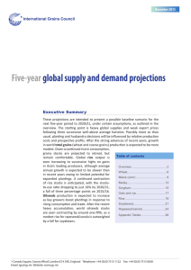 Five-year global supply and demand projections  International Grains Council