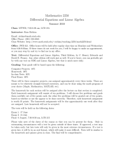 Mathematics 2250 Differential Equations and Linear Algebra Summer 2010