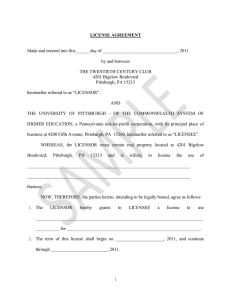 LICENSE AGREEMENT Made and entered into this______ day of _________________________________, 2011