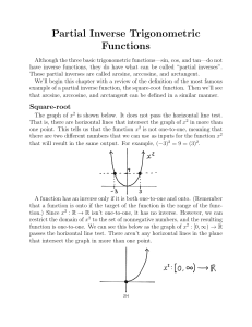 Partial Inverse Trigonometric Functions Inverse Trigonometric Functions