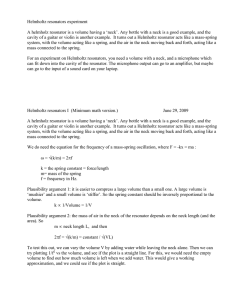 Helmholtz resonators experiment