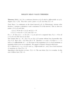 ROLLE’S MEAN VALUE THEOREM Let f be a continuous function on c f