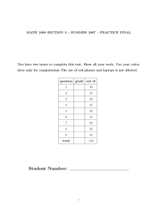 MATH 1090 SECTION 2 - SUMMER 2007 - PRACTICE FINAL
