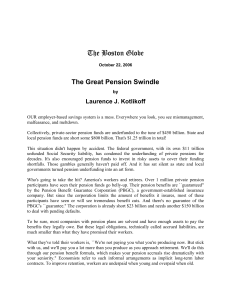 The Boston Globe The Great Pension Swindle Laurence J. Kotlikoff