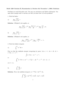 Math 1220 Calculus II, Examination 3, October 30, November 1,... Problems are worth 20 points each. You may use calculators...