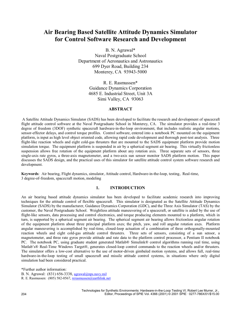 Air Bearing Based Satellite Attitude Dynamics Simulator