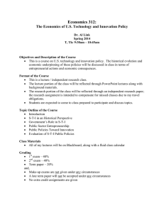 Economics 312: The Economics of U.S. Technology and Innovation Policy