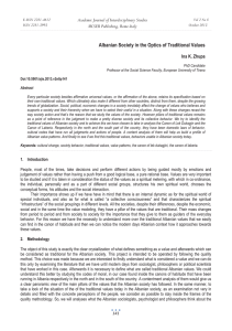 Albanian Society in the Optics of Traditional Values MCSER Publishing, Rome-Italy