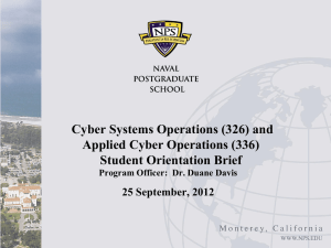 Cyber Systems Operations (326) and Applied Cyber Operations (336) Student Orientation Brief