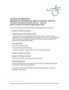 NOTICE OF MEETING BERKELEY DIVISION OF THE ACADEMIC SENATE